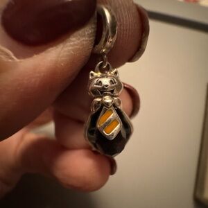 VERY RARE! Chamilia cat bat with an orange stripe tie and onyx stone!